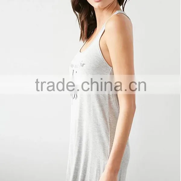 2016 Unlined Sleeveless Custom Print Racerback Sleeping Women Dress Night Dress photo-2