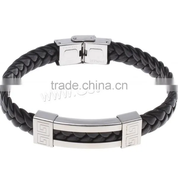 Weaving Leather Charm Bracelet Leather Bracelet Women Letter Pattern PU Cord Leather Men Bracelet photo-3