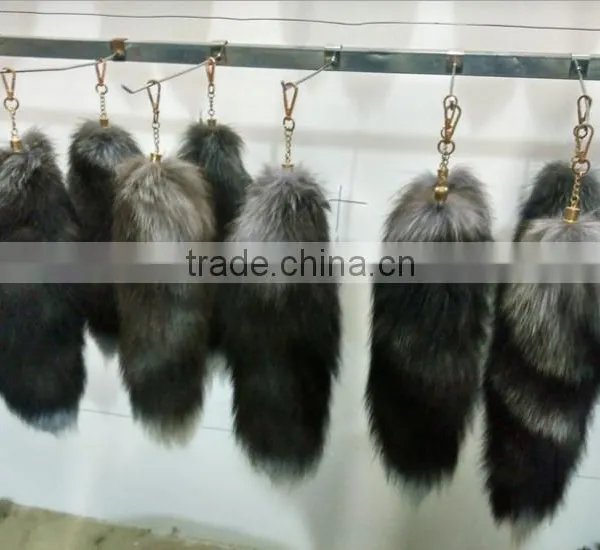 Wholesale Fox Tail Large Fox Tail Ornament Fox Fur Bag Pendant Car Key Chain Buckle Gift photo-6