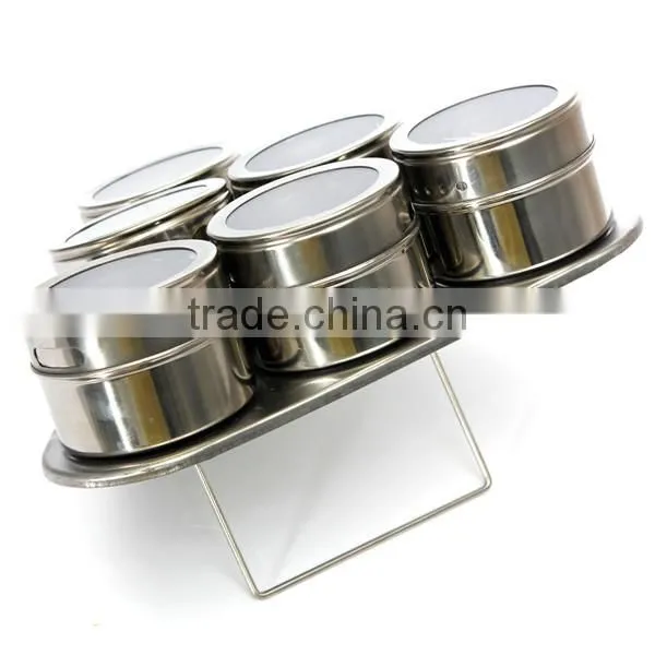 High Quality Useful 6pcs/Set Spice Stainless Steel Magnetic Cruet Condiments Spice Rack Pots Set For Spice photo-5