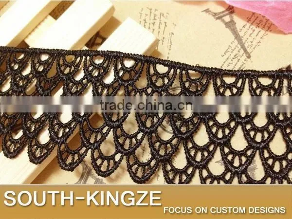 Flower Floral Venice Venise Black Lace Applique Sewing Trims DIY Craft 4.3cm Width photo-2