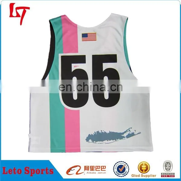 Wholesale Custom Sublimation Reversible Lacrosse Jerseys /polyester Moisture Wicking Lacrosse Pinnies Plus Size photo-2