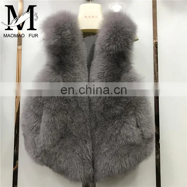 2017 New Jiaxing Winter Warm Fsahion Long Women Fox Fur Vest Real Fox Fur Coat photo-5