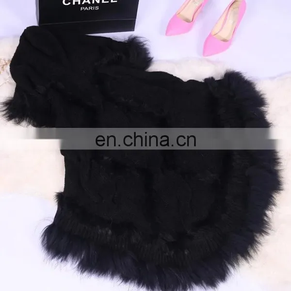 Latest Fashion Lady Garments Pullover Raccoon Fur Rabbit Fur Knitted Shawl Cape photo-5