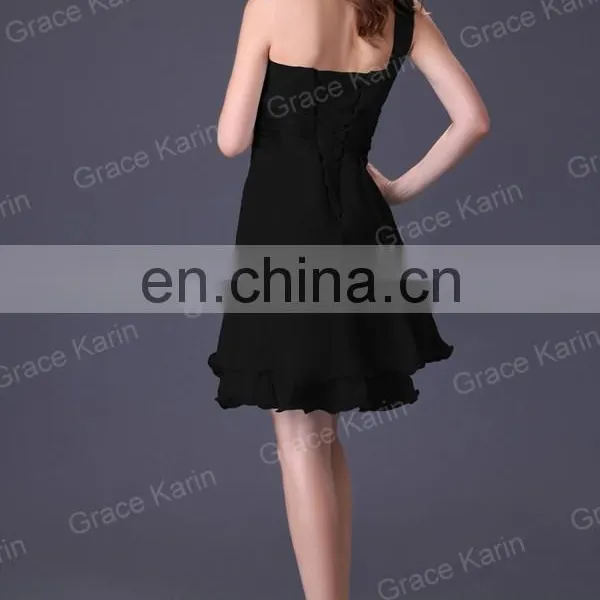 Hot Selling! Grace Karin Women's One Shoulder Knee Length Chiffon Bridesmaid Dresses CL4095 photo-5