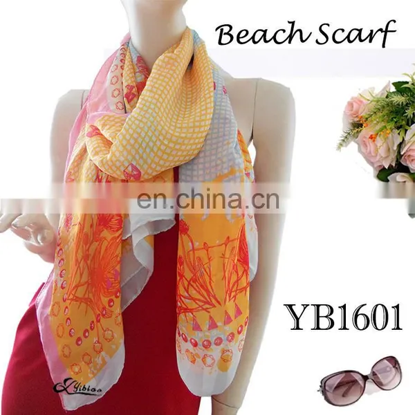 2017High-end Custom Ladies Beach Towel Fashion Scarf, Chiffon Polyester Printed Long Scarf Hot Sell European New Style photo-2