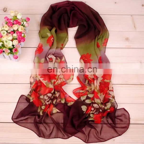 Ladies New Printed Silk Chiffon Scarf Wholesale photo-2