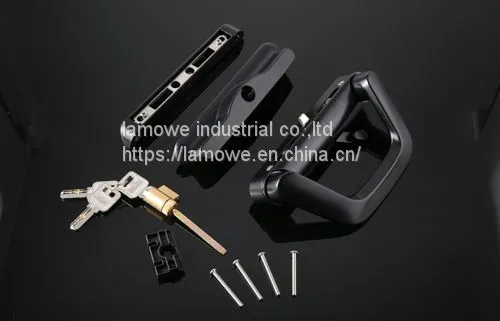 Single Style Aluminum Sliding Door Handle Made of Zinc Alloy With Key photo-3