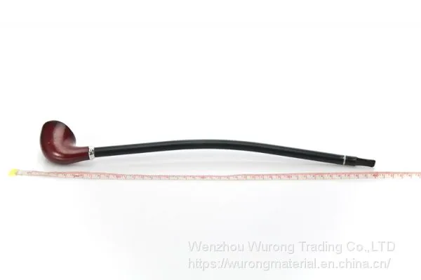 405mm Length Wooden Resin Long Tobacco Pipe With Brown Heart-shaped Head and Thin Tube for Smoking photo-3