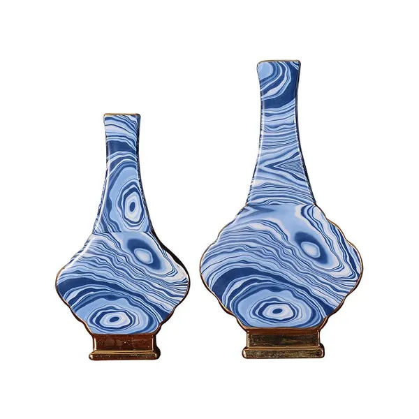 Fashion Chinese Jingdezhen Gild White Blue Pattern Ceramic Vase For Living Room Decor photo-5