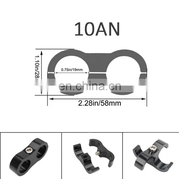 AN6 AN8 AN10 Billet Aluminum Anodized Black Braided Hose Separator Clamp Fuel Line Divider Clamp photo-2