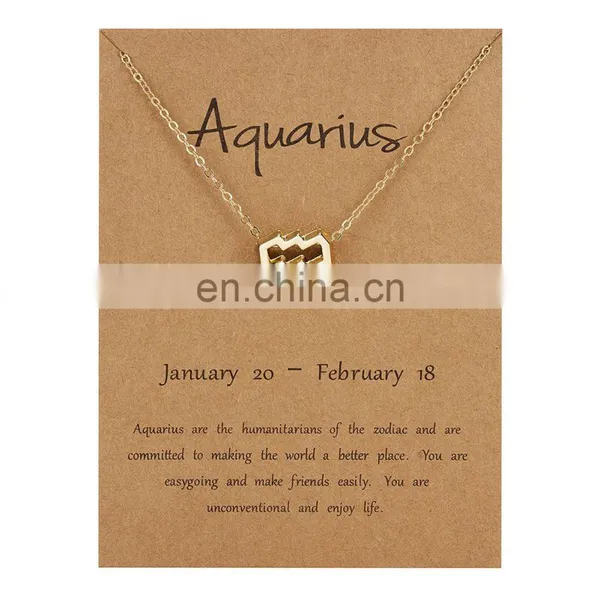 Female Elegant 12 Constellation, Zodiac Sign Necklace Pendants Charm Gold Chain Choker Astrology Necklaces/ photo-3