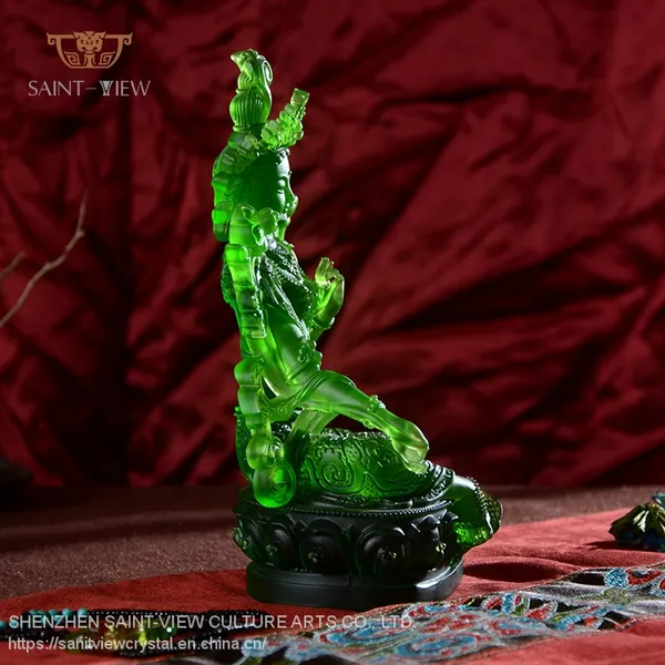 Factory Wholesale Liuli Jade Buddha Statue Green Tara Five Size photo-2