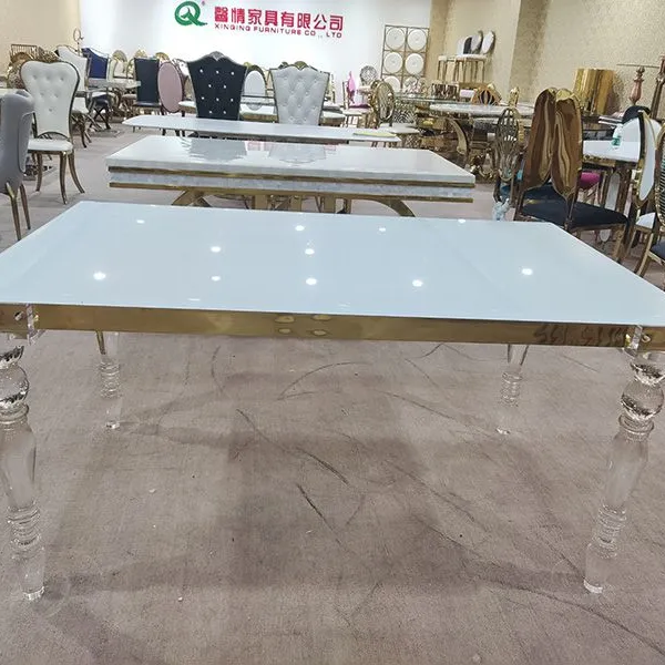 Hot Sell Event Use Round Slate Top Banquet Stainless Steel Dining Table photo-2