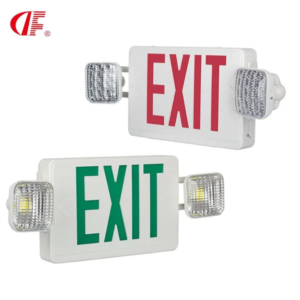 4.2W Green LED Exit Sign With Light, Daylight White Emergency Light, Two 360° Adjustable Head, Ceiling & Wall Mount for Stairways photo-3