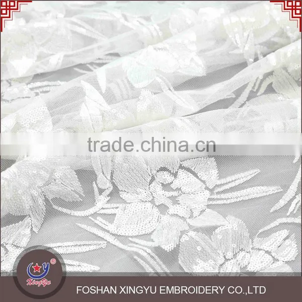 Hot-selling Promotional Custom Sequin Lace Embroidery Fabric With Flowers Embroidery Patterns photo-5