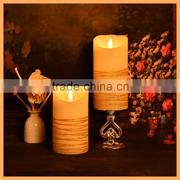 Remote Control Set of 3 Real Wax Flameless LED Pillar Candles photo-3