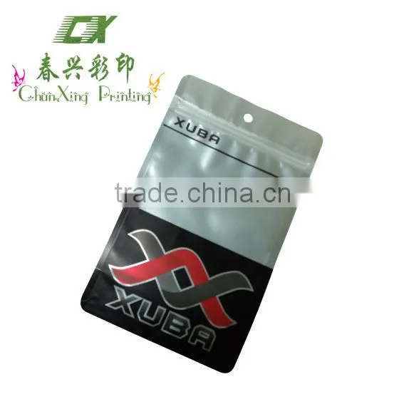 Zipper Top Three Sides Sealed Plastic Bag With Window and Hanging Hole
