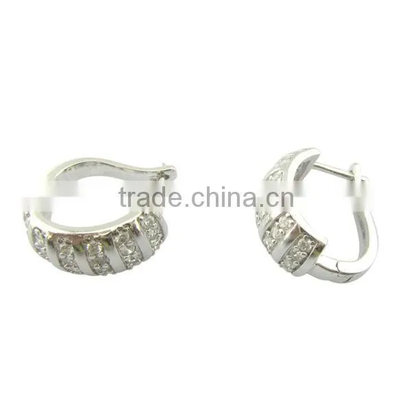 925 Sterling Silver CZ Stud Earrings Rhodium Plated