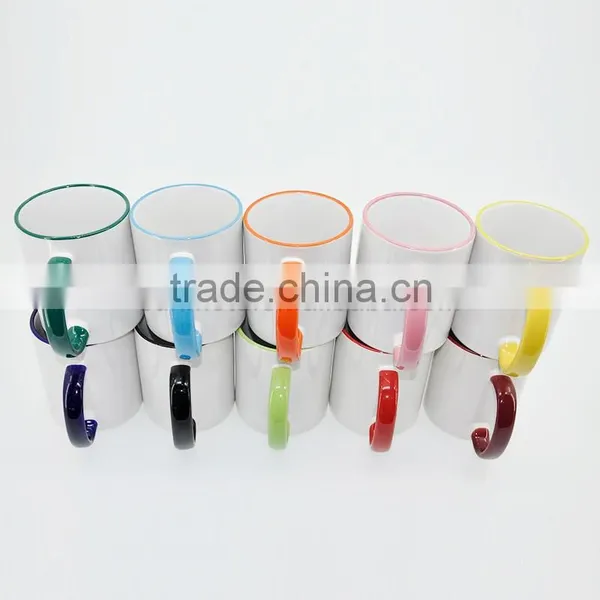 Sunmeta Cheap Sale 11oz Rim and Handle Color Blank Heat Press Mug, Sublimation Ceramic Mug Quality Choice photo-6