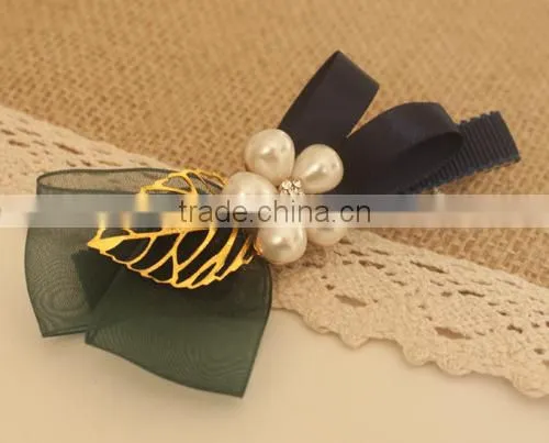 Fancy Chiffon Satin Ribbon Rhinestone Hair Clip Girls Quality Choice photo-4