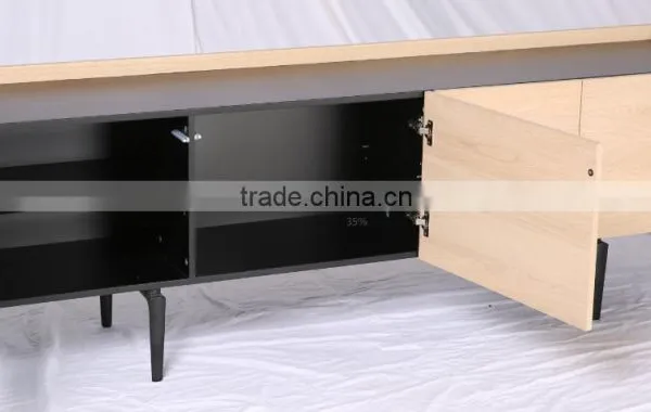 Reclaimed Modern Design Oak Veneer Long Wooden TV Cabinet Design Furniture for European