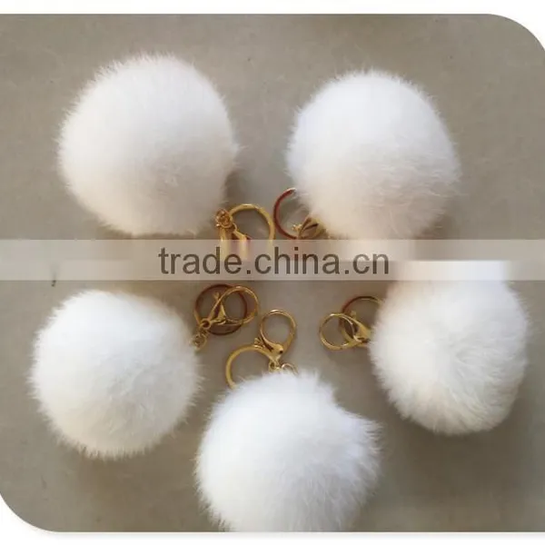 Rabbit Fur Ball Pom Pom Purse Charm Cell Phone Car Pendant Keychain photo-2