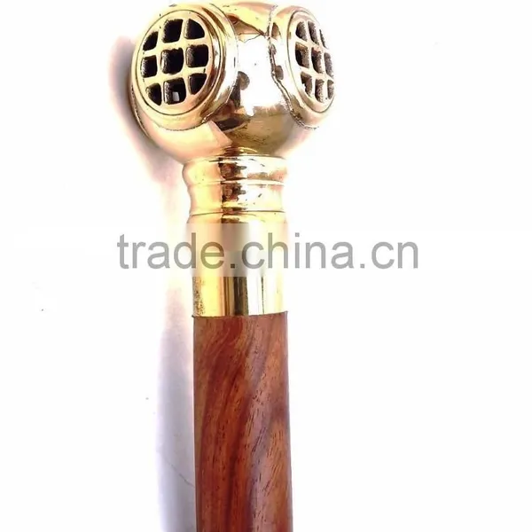 ANTIQUE NAUTICAL BRASS WALKING STICK / 2PCS OFFER DECORATIVE WALKING STICK Wk1173 photo-3