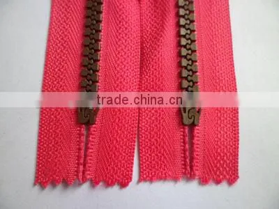 5# Plastic Resin Zipper Close End Zipper Antic Brass Teeth Zipper With Auto Lock Slider Zipper Porcket Zipper photo-3