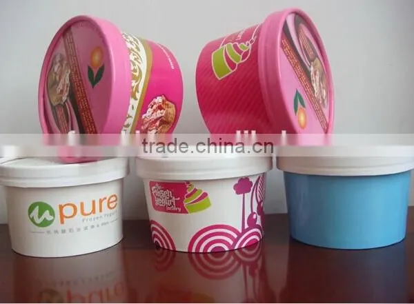 350ml Ice Cream Use Paper Printed Cups With Spoon and Lid photo-5