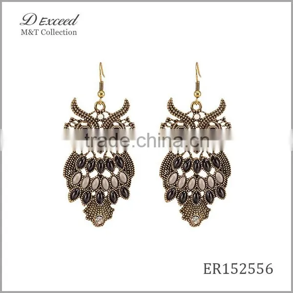 2016 Fashion Designs Women's Vintage Jewellery Earrings Bohemian Style Owl Gold/Silver Plating Drop Earrings photo-3