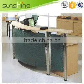 Office Reception Desk White Table Green Dampers With Iron Frame Modern photo-4