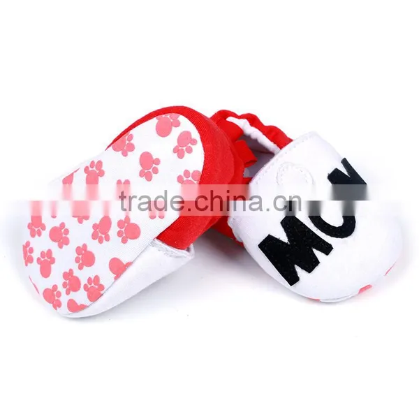2016 Good Quality Comfortable Red White Shose With Saying I Love Mom Baby PU Toddler Shoes photo-3
