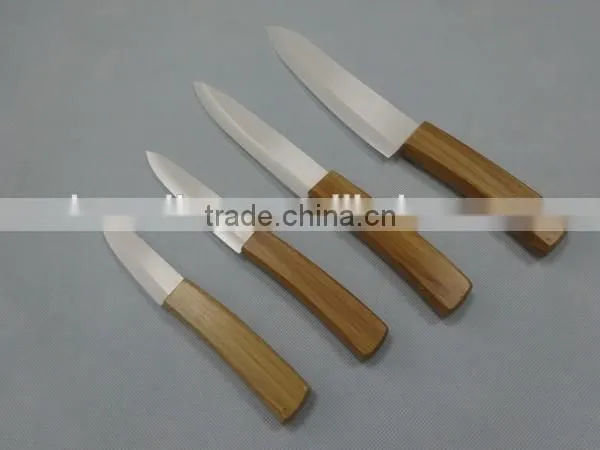 Bamboo Handle Ceramic Blade Knife Set in PP Strip Holder photo-3