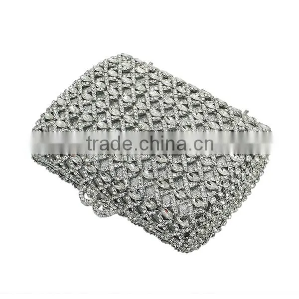 Silver Clutch Evening Bag Bridal Wedding Handbags Fancy Ladies Purse (88164A-S) photo-6