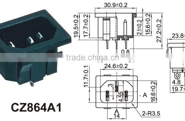 IEC Certificated Abs Universal Power Extension Socket,High Quality Female dc Power Jack,dvi Mini dc Power Connector photo-5