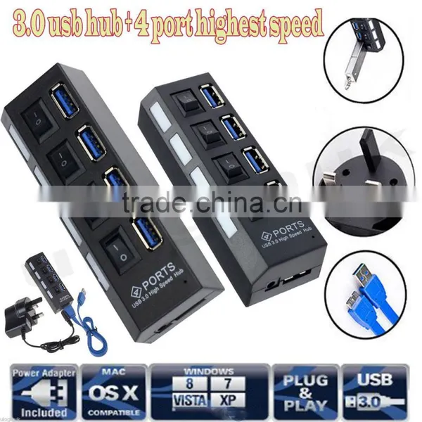 High Speed USB Hub 4 Ports USB 3.0 Hub Hub USB On/Off Switch For Computer Peripheral Accessorie photo-2