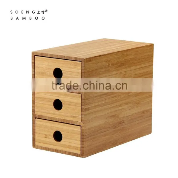 2015 Economic Fashion Custom Wood Box 3 Layers Drawer Bamboo Storage Box photo-5