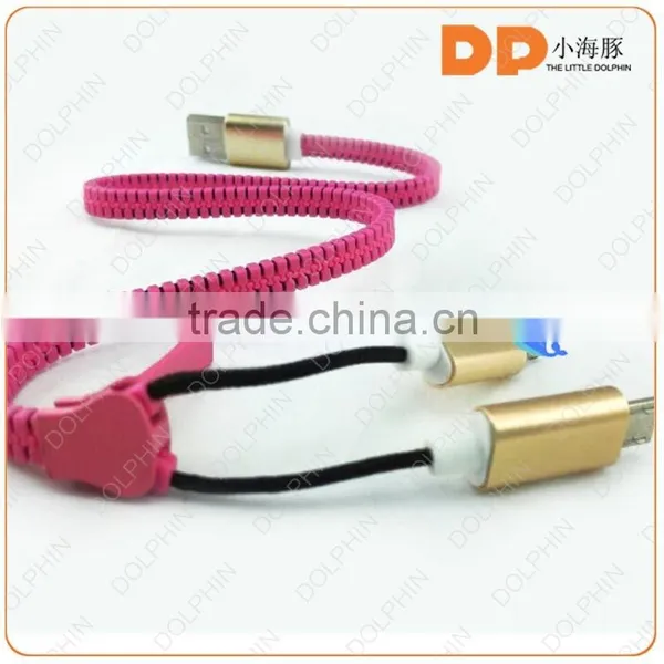 New Premium Colorful Zipper Usb Cable 2 in 1 Usb Phone Charger Cable for Samsung Galaxy s7 photo-2