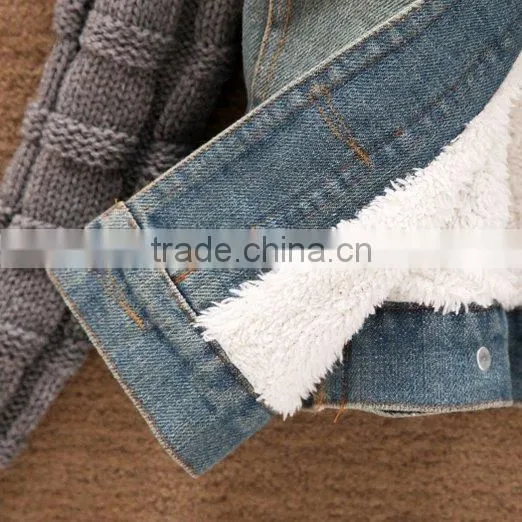 Winter Women Jeans Coat Fleece Denim Hoodies Jacket Slim Fur Collar Coat Outerwear photo-4