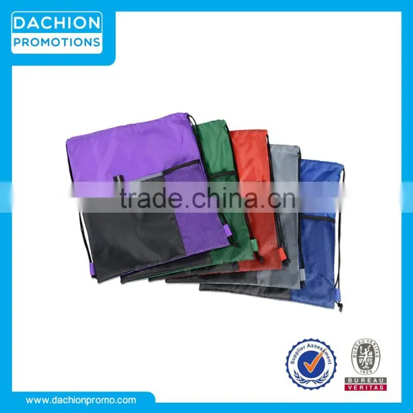 Customized Drawstring Backpack Bag With Mesh Pocket photo-3