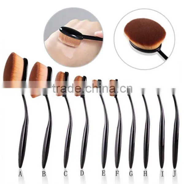 2016 New Hotsell High Quality Oval Tooth Shaped Makeup Brush 10 Pcs/set photo-3