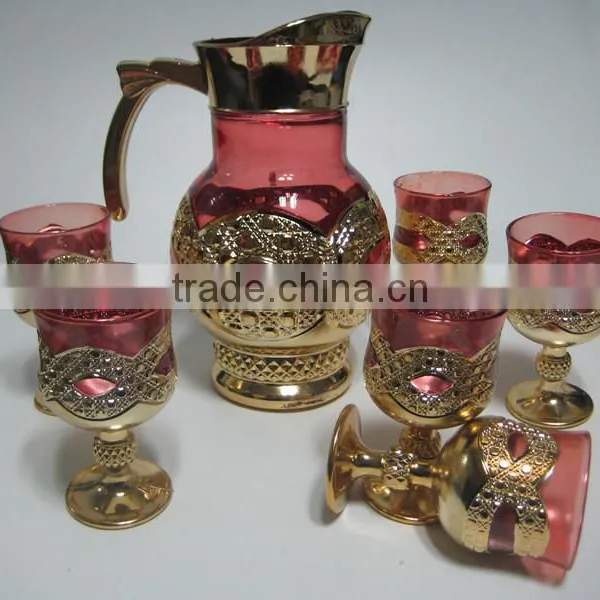 7pcs Golden Glass Set,7pcs of Gold Plated Glassware Sets photo-2