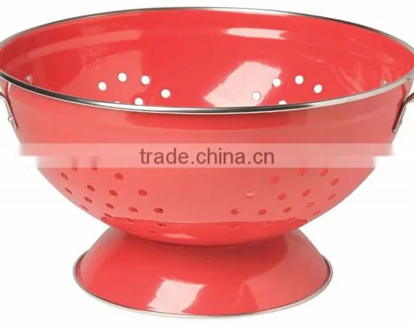 Round Metal Self Draining Pasta Bowl Kitchen Food Washing Strainer Vegetable Conlander photo-2