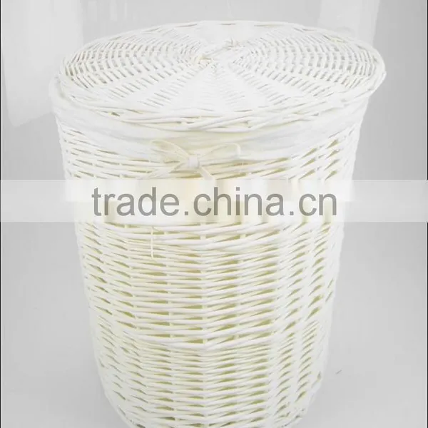 Willow Weave White Wicker Laundry Basket photo-2
