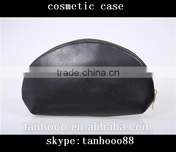 High Quality Black Shell Shape Makeup Case Leather Cosmetic Bag Case photo-2