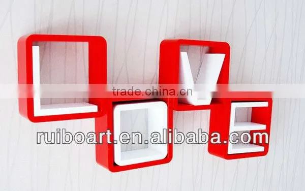 LOVE MDF Cube wall shelf for decoration