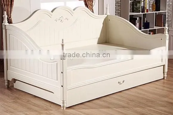Handmade Pure White Classic European Style Floral Lounging Daybed With Big Drawers for Kids Bedroom BF11-09133a photo-2