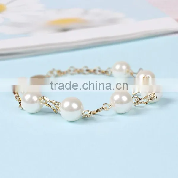 Gold Star Pearl Linked Bracelet Gold Chain Bracelet photo-2