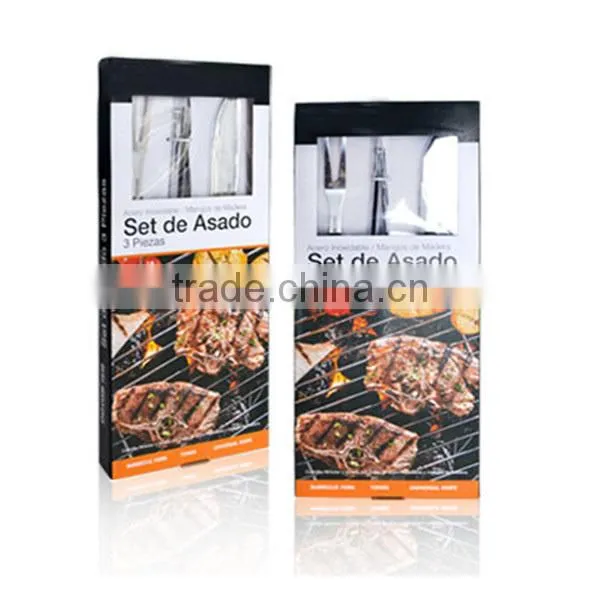 Set of 3 Hard Wood Handle Bbq Tool Set photo-6